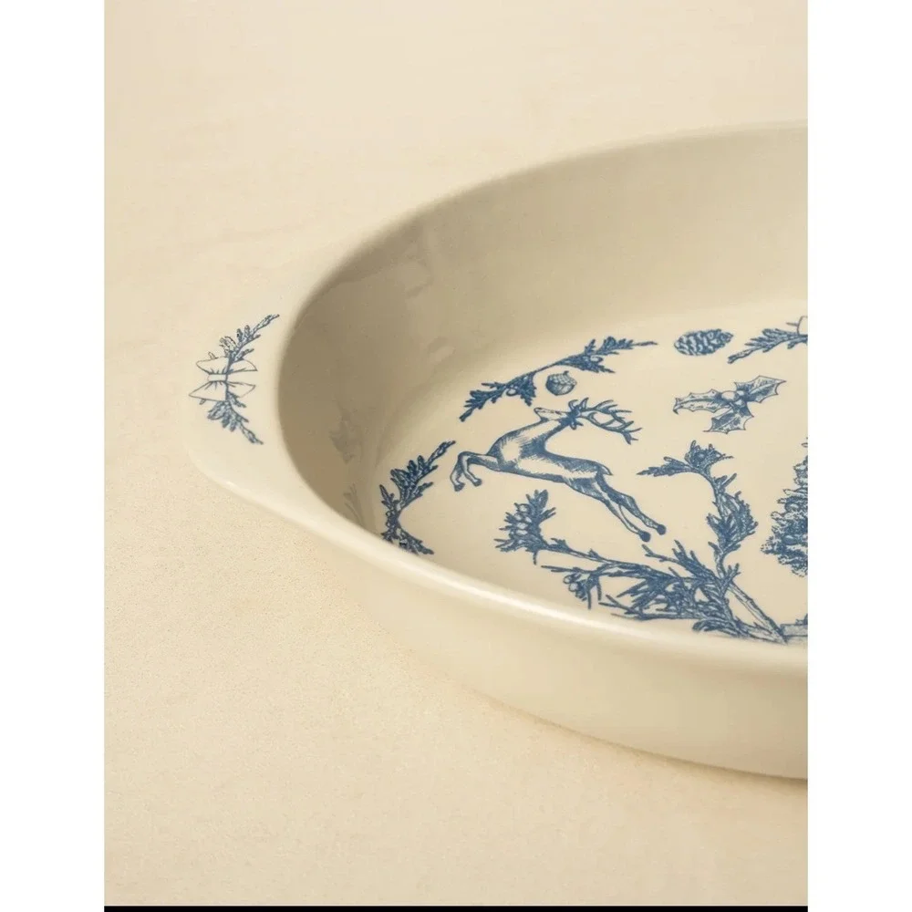 McGee &‎ Co Holiday Stoneware Baker Serving Dish Blue - Christmas 2024